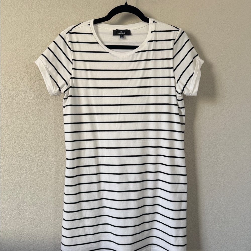 White and Black Striped Skirt